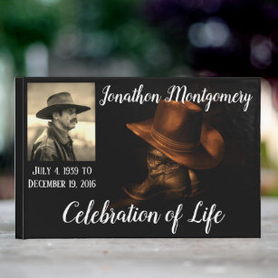 Livre D'or Photo, Cowboy Casquette et Bottes Célébration de l