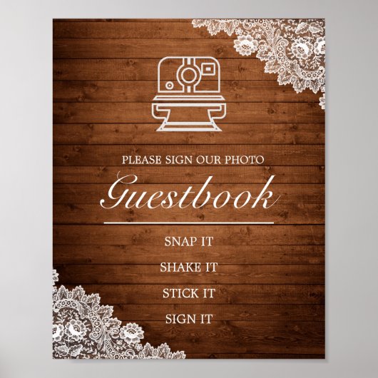 Livre d'or photo de mariage en bois rustique et de (Devant)