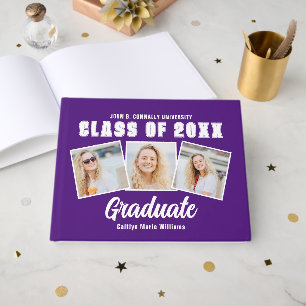 Livre D'or Photo de remise de diplôme Blanc Violet de la prom