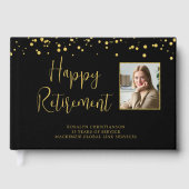 Livre D'or Photo de retraite Script manuscrit Gold Confetti (Recto)