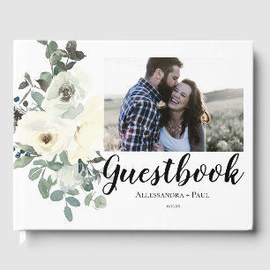 Livre D'or Photo florale bleu et blanc Dusty 2