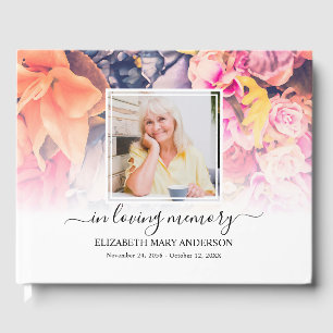 Livre D'or Photo florale brillante Sympathie Funéraire Aquare