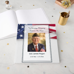 Livre D'or Photo funéraire avec drapeau patriotique des États