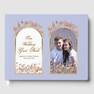 Livre D'or Photo Gold Lavender Floral Chic Mariage élégant