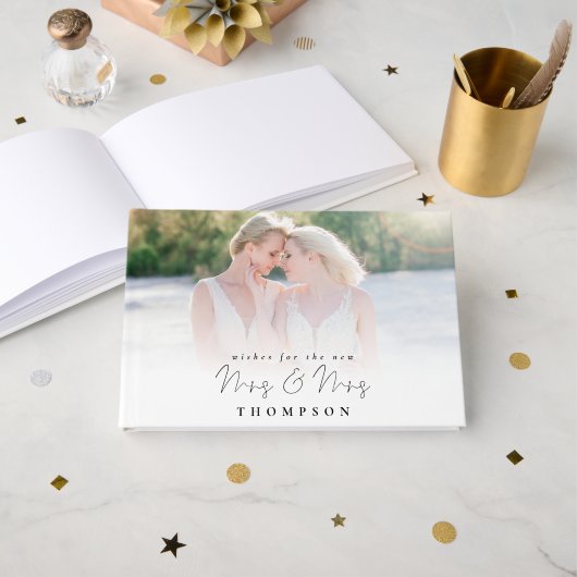 Livre D'or Photo Overlay Script Souhaite Mme Mrs. (Recto ouvert)