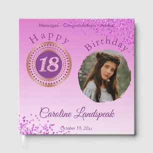 Livre D'or Photo personnalisée Parties scintillant rose, 18e