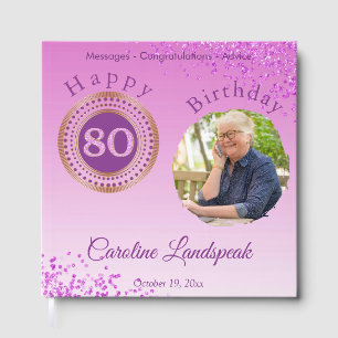 Livre D'or Photo personnalisée Parties scintillant rose, 80e