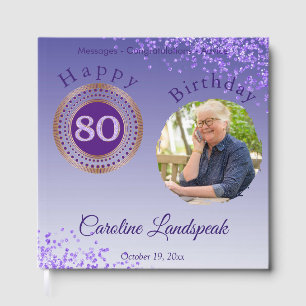 Livre D'or Photo personnalisée Parties scintillant violette,