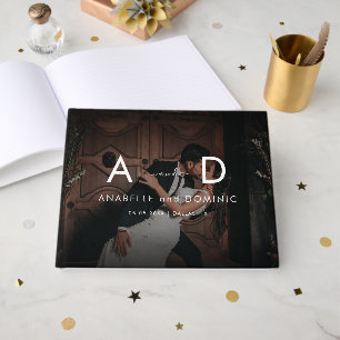 Livre D'or Photo sombre décoloré & Monogramme Élégant Mariage
