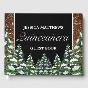 Livre D'or Pin de bois de neige noire Tiara Quinceañera Anniv