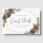 Livre D'or Pine d'hiver Cône verdure Aquarelle Mariage (Recto)
