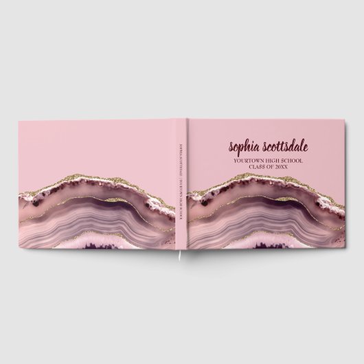 Livre D'or Pink Burgundy Gold Marble Agate Party (Complet)