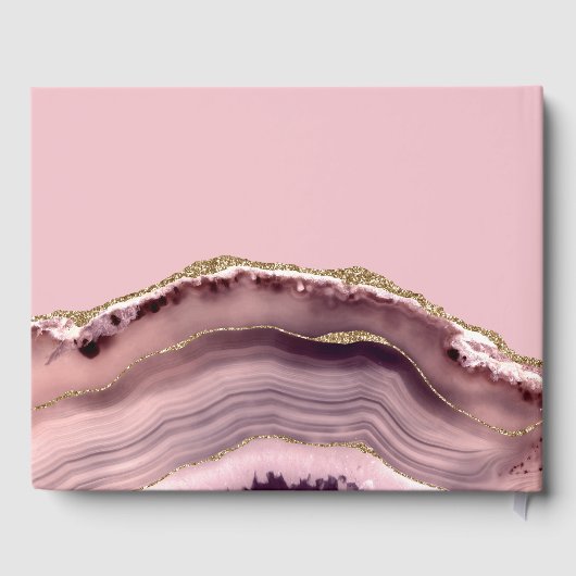Livre D'or Pink Burgundy Gold Marble Agate Party (Verso)