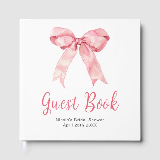 Livre D'or Pink Coquette Bow Bridal Shower Guest Book (Recto)