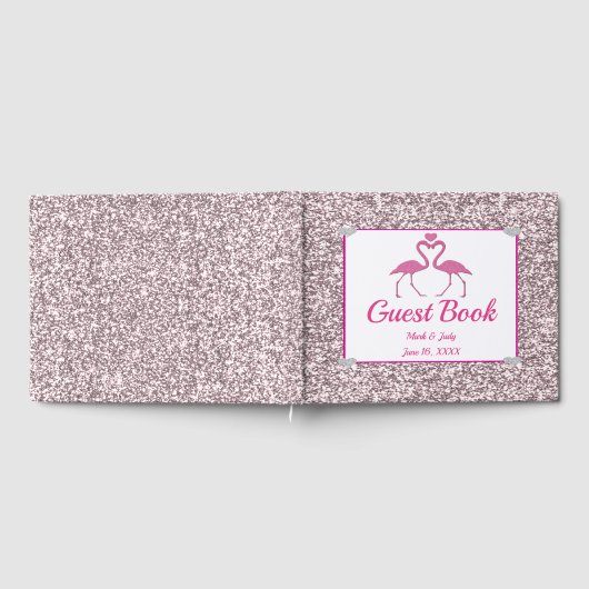 Livre D'or Pink Faux Parties scintillant Flamant rose Amour M (Complet)