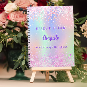 Livre d'or Pink fête d'anniversaire holographique