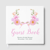 Livre D'or Pink Floral Ribbon Bridal Shower Guest Book (Recto)