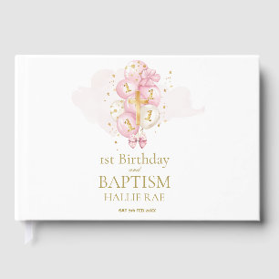 Livre D'or Pink & Gold 1er Anniversaire & Baptême Garde mémoi