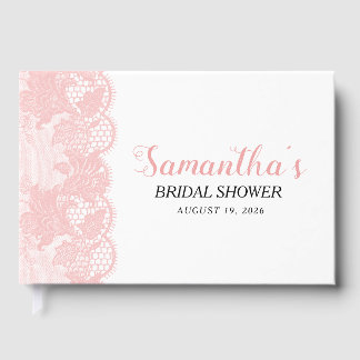 Livre D'or Pink Lace Bridal Shower  Guest Book