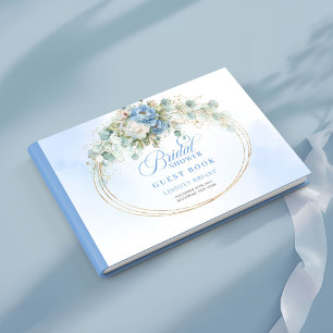 Livre D'or Pivoines Bleu Poussiéreux Élégantes Eucalyptus Or