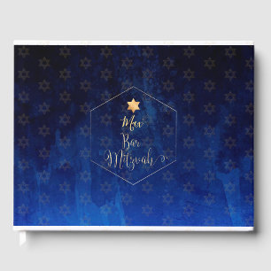 Livre D'or PixDezines Bar Mitzvah, Aquarelle bleu marine