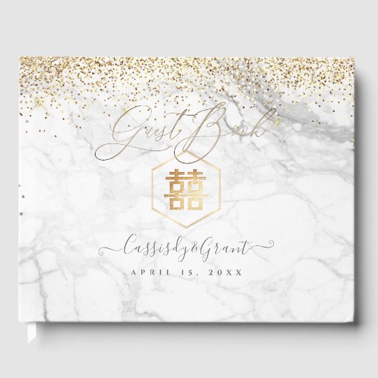 Livre D'or PixDezines Double Bonheur Marble+Parties scintilla (Recto)