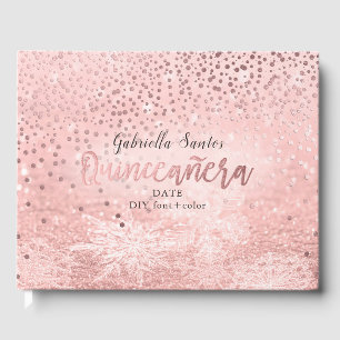 Livre D'or PixDezines FAUX ROSE GOLD CONFETTI+SNOW BOKEH