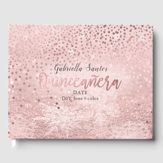 Livre D'or PixDezines FAUX ROSE GOLD CONFETTI+SNOW BOKEH (Recto)