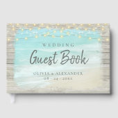 Livre D'or Plage Côtier Rustique Bois Chaîne Lumière Mariage (Recto)