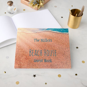 Livre D'or Plage Rivage Sableux Bleu Vague Océanique Côtière