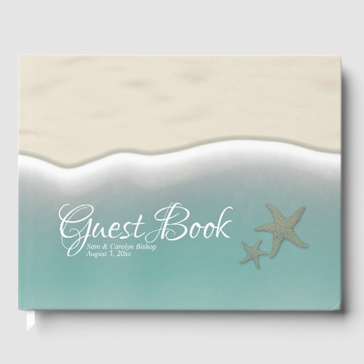 Livre D'or Plage Starfish, Blue Sea Water Ocean Sand Mariage (Recto)