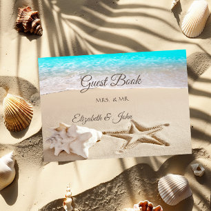 Livre D'or Plage Tropicale, Étoile de Mer, Coquillage Mariag