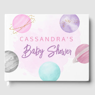 Livre D'or Planètes spatiales roses Baby shower Galaxy