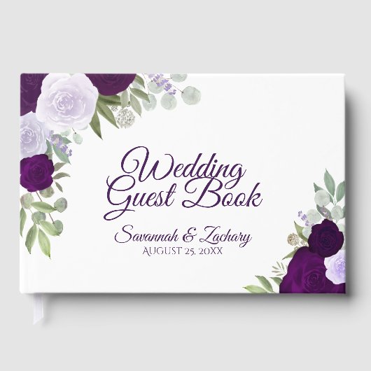 Livre D'or Plum & Dusty Purple Floral Elegant Boho Mariage (Recto)