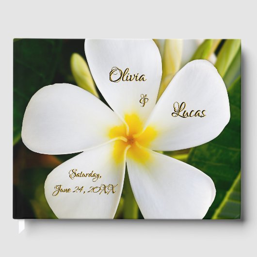 Livre D'or Plumeria Blanc Tropical - Nouveaux Débuts - Mariag (Recto)