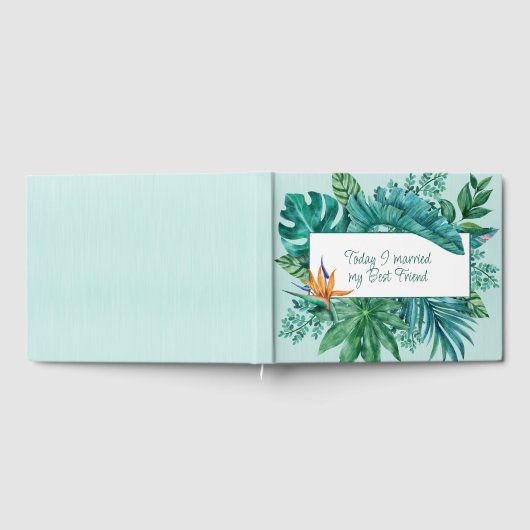 Livre D'or Plumeria et Tropical Green Feuille Mariage (Complet)