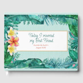 Livre D'or Plumeria et Tropical Green Feuille Mariage (Recto)