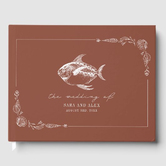 Livre D'or Poisson Rustique Terracotta Beach Mariage (Recto)