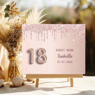 Livre D'or police de ballon rose de parties scintillant d'or