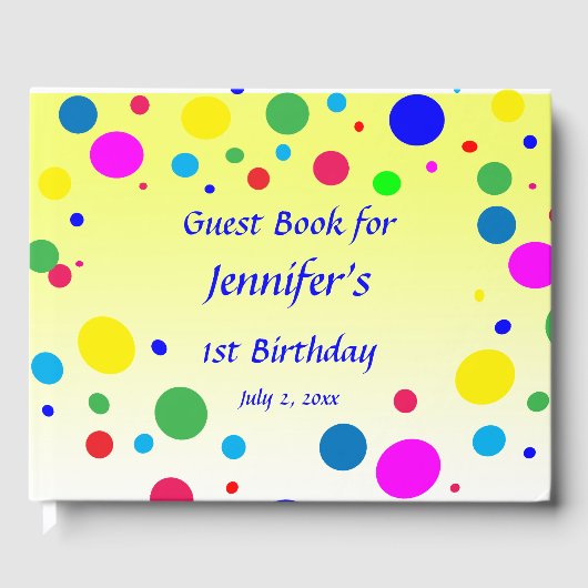 Livre D'or Polka Dot Bulle Balloon Anniversaire de la fête Li (Recto)