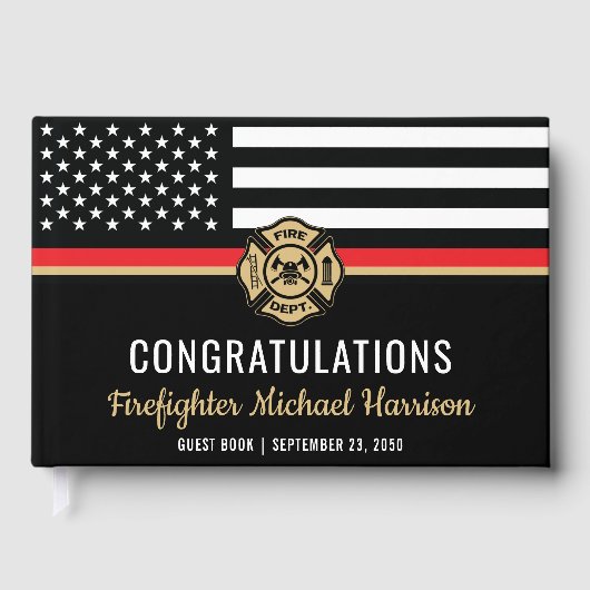 Livre D'or Pompier Fire Academy Red Line Drapeau Graduation (Recto)