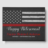 Livre D'or Pompier Retraite Cuir mince Red Line Party (Recto)