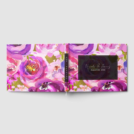 Livre D'or Pops de rose et violet vibrant Mariage floral (Complet)