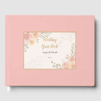 Livre D'or Pose Boho Botanique Rose Blanc
