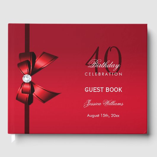 Livre D'or Posh Gem Bow & Ribbon 40e anniversaire (Recto)