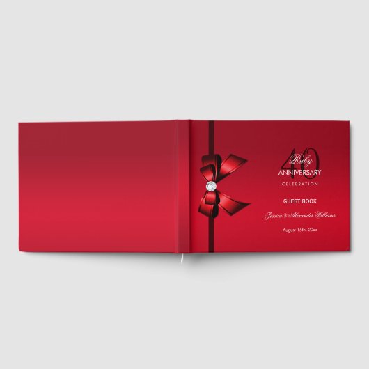 Livre D'or Posh Gem Bow & Ribbon 40e anniversaire de Mariage (Complet)