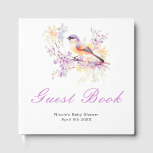 Livre d'or pour Baby Shower avec joli oiseau print