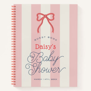Livre d'or pour baby shower avec ruban rouge et ra