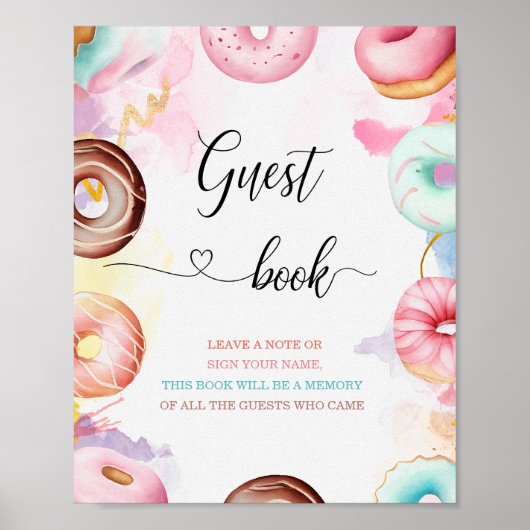 Livre d'or pour baby shower Donut Time aquarelle (Devant)