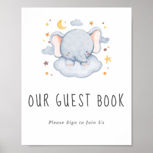 Livre d'or pour Baby Shower Garçon Petit Éléphant